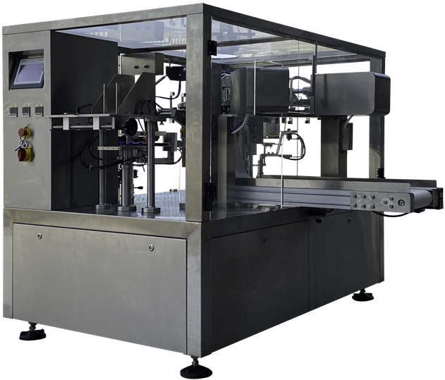 Vertical form fill seal rotary packaging machine